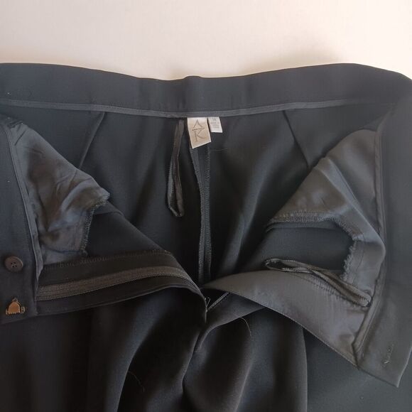 NWT Anne Klein Size 14 Retro Black Pleated High-Waist Loose-Leg Dress Slacks - Picture 6 of 9